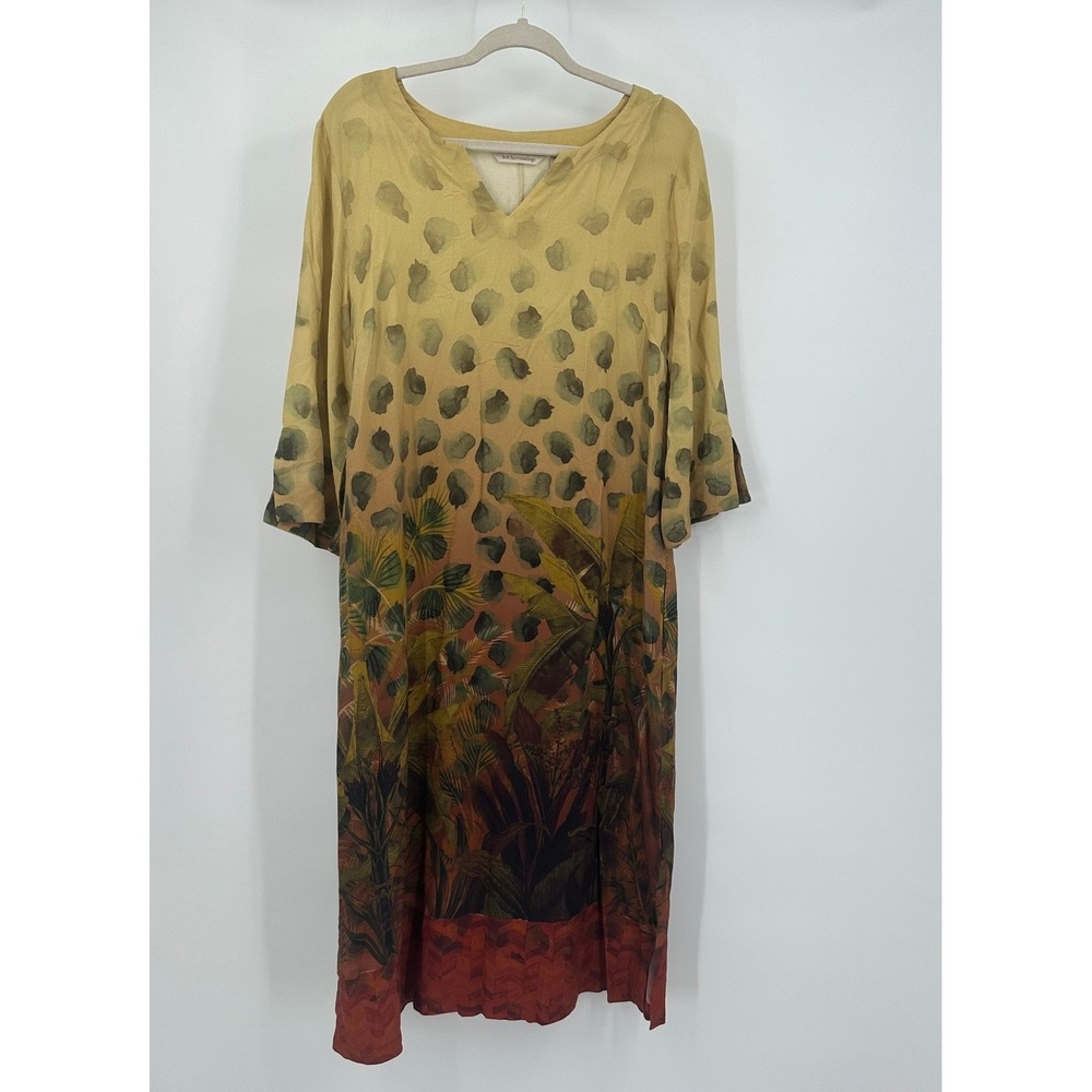 Soft Surroundings Women Tropical Animal Print Midi Dress Sz M Boho Jungle Resort
